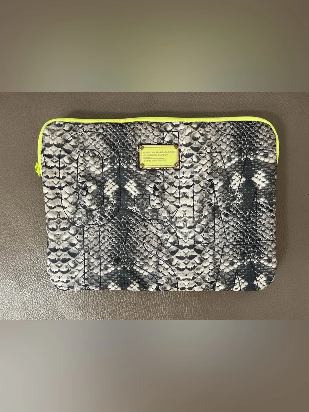 Marc by Marc Jacobs Gray Snake-Print iPad bag